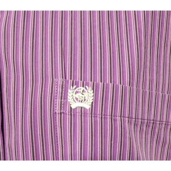 Cinch Long Sleeve Button-down Dress Shirt Size Medium Purple Striped - Picture 3 of 6